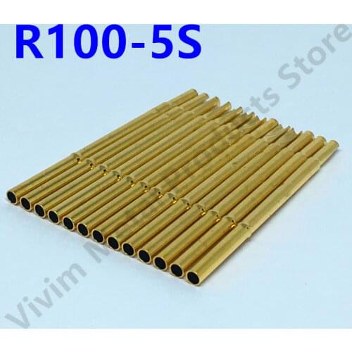 100 PCS/Pack Test Probe Tapered Brass Tube R100-5S Gold Spring Test Probe Test Glod Tool Total Length 29.33mm Dia 1.67mm