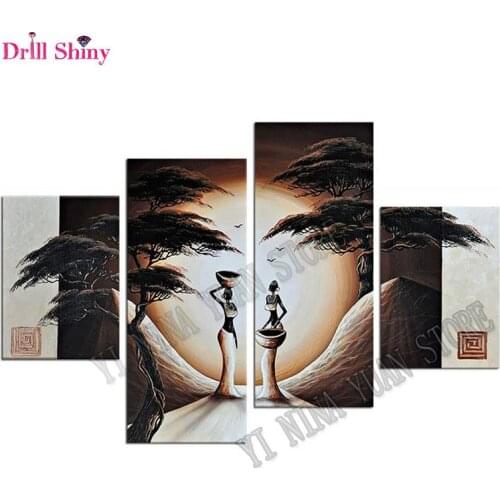 2018 Diamond Embroidery 5D DIY Diamond Painting 4PCS African amorous feelings 3d Diamond Painting Cross Stitch Rhinestone Mosaic