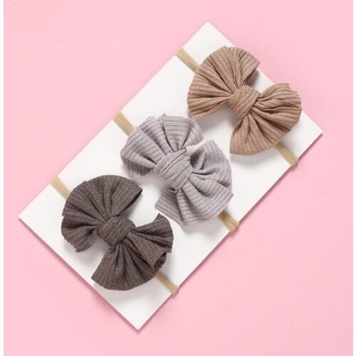 3pcs/lot 2020 Brand Baby Girl Headband Elastic Headdress Kids Hair Band Newborn Solid Bow Soft Baby Headwear Accessories