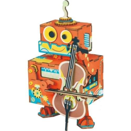 Robotime DIY 3D Wooden Puzzle Game Assembly Moveable Music Box Toy Gift for Children AMD53 for Dropshipping