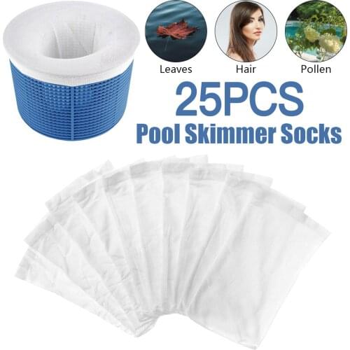 5/50 Pack Of Pool Skimmer Socks Filter Storage Cleans Leaves For In-ground Pools For Baskets Socks White Pool Supplies