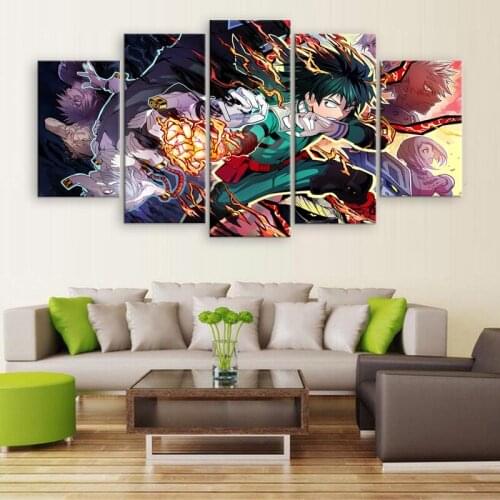 5 Panel Canvas Printed Painting Pictures My Hero Academia Home Decor For Living Room Artwork Modern Animation Poster Wall Art
