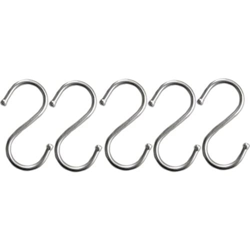 5pcs tainless Steel S Hooks, Drill-free Kithcen Rod Pan Pot Hanging Hook, Clothes Hanger Hook for Jeans Pants Scarfs Bags