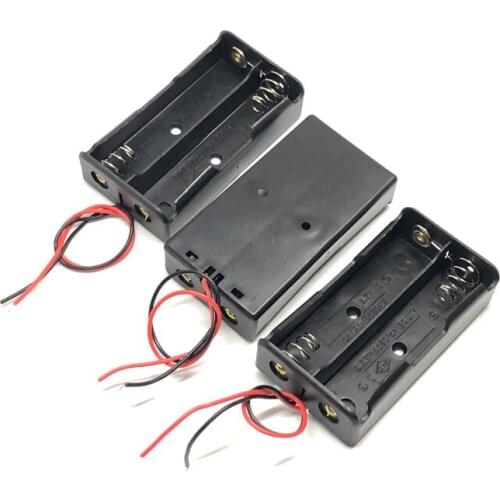500pcs/lot MasterFire New Battery Holder Box For 2 x 18650 With Wire Leads Black Plastic Batteries Storage Box Case Cover