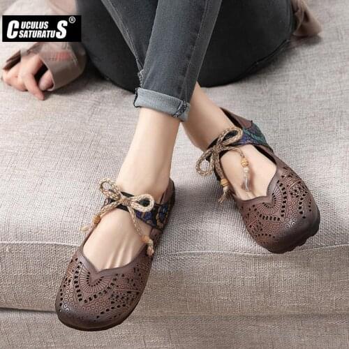 Cuculus Women Shoes Genuine Leather Flat Loafer Ladies Slip Up Sewing Ladies Shoes Female Shallow Casual Moccasins Woman Shoes