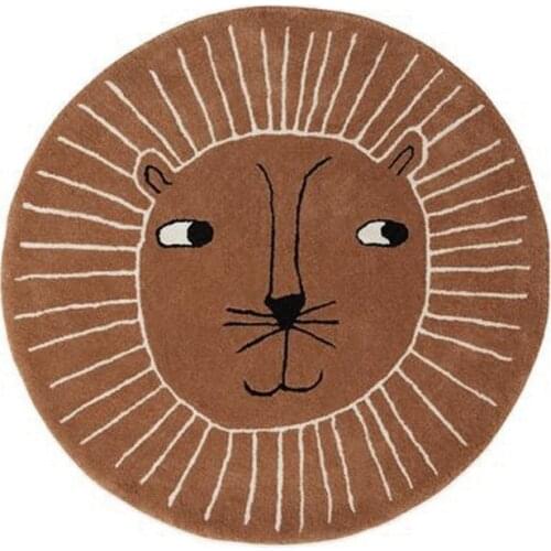 Baby Play Mats Crawling Carpet Floor Rugs Round Cartoon Rabbit Lion Cotton Game Pad Playmat Kids Room Decoration