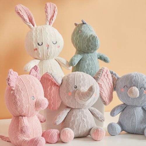 Baby Soothing Dolls Handmade Crochet Wool Doll Fidget Toys For Newborn Baby Rabbit Hand Puppet Animal Stuffed Plush Sleeping Toy