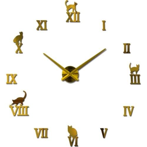 Design Large Decorative Wall Clocks Brief Design Diy Clocks Digital Watch Quartz Living Room 3D Cat Wall Stickers Montre Mural X