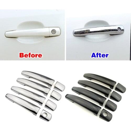 For Peugeot 3008 5008 RCZ Carbon Fiber Color Modify Refit Chrome Door Handle Cover Decoration Trim Protection Sticker