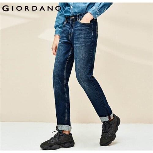 Giordano Men Jeans Fleeced Lining Stretchy Demin Jeans Five Pockets Zip Front Casual Thick Vaqueros Hombre 01118603
