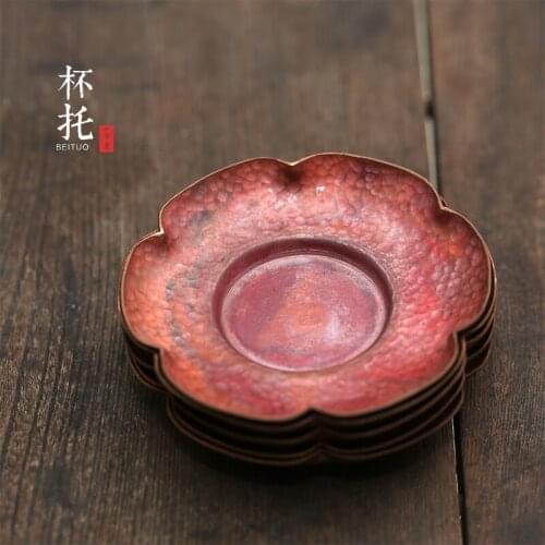 Hall beat by hand hammer eye grain copper cup mat cup teapot cushion against the hot pad kung fu tea accessories