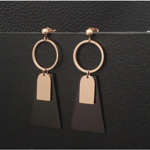 Personality Fashion Stainless Steel Jewelry Long-Style Drop Newest Rose Gold Color Earrings Joker For Woman And Girl EEDZBHBA