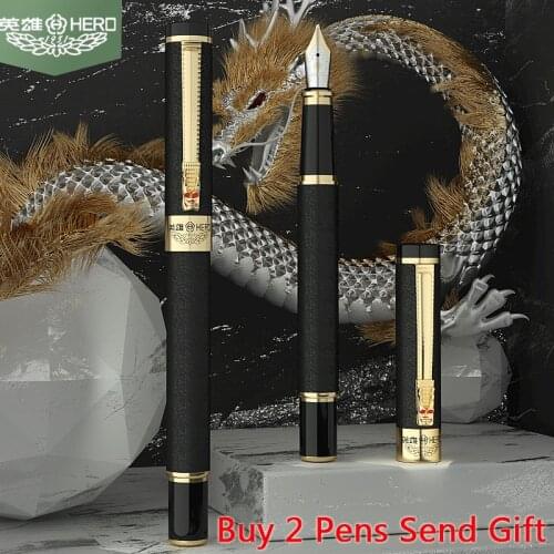 Hot Selling Hero 6006 Dragon Crystal Dimaond Ink Fountain Pen Luxury Business Men Writing Brand Pen Buy 2 Pens Send Gift