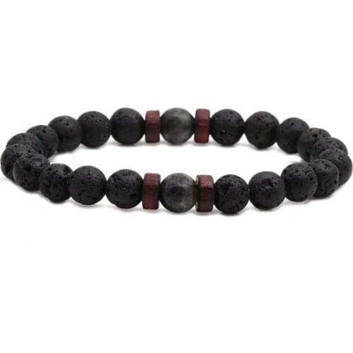 Trendy 8mm Natural Volcanic lava stone Beads Bracelet Black 11 style Bracelets for Women&Men Handmade DIY Jewelry Pulseras