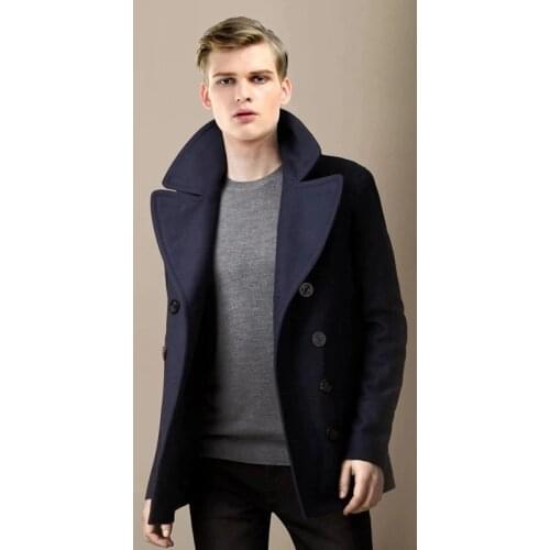 Men Short Coat Wool Blending Outerwear 2021 Spring Autumn Male Double Breasted Short Solid Plus Size Woolen coat