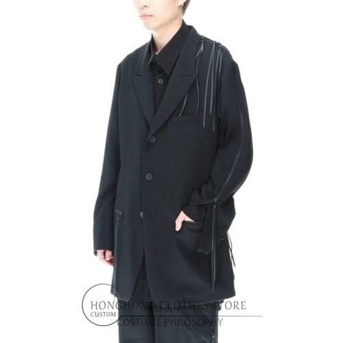 【custom】M-6XL! Big yards mens clothing! 2020 New design zipper stitching loose and dark mens suits