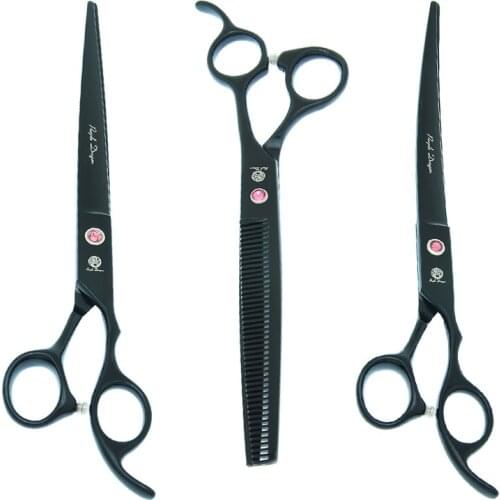 Purple Dragon 8 inch Dog Grooming Scissors Japan 440C Pet Shears Animals Straight Curved Cutting Tijeras Thinning Tesoura B0053B