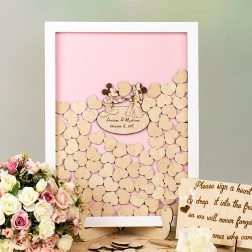 Personalize Fairytale mouse couple wedding Memory Guest Book, Drop Box with hearts, Mr&Mrs Guest Book Alternative drop boxes