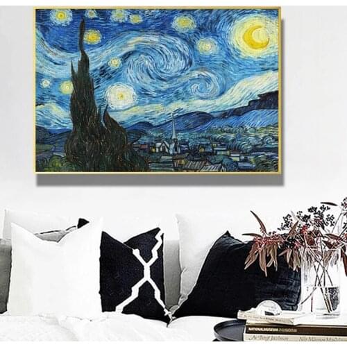 Van Gogh Starry Night Posters and Prints Wall Art Canvas Painting Famous Painting Decorative Pictures for Living Room Home Decor