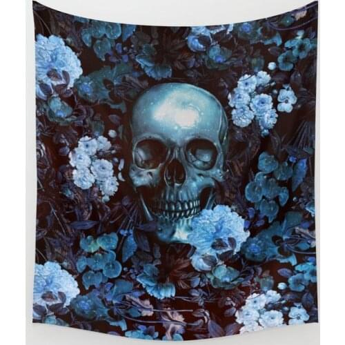 Skull and Flowers 3d Wall Tapestry Cover Beach Towel Throw Blanket Picnic Yoga Mat Home Decoration