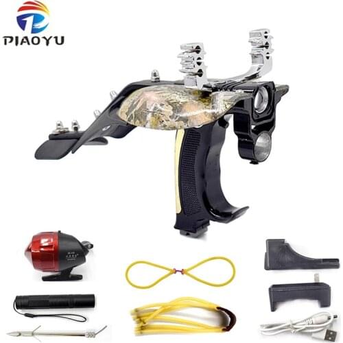 Professional Fish Shooting Laser Slingshot Set with Rubber Band and Flashlight Outdoor Shooting Catapult Hunting Accessories