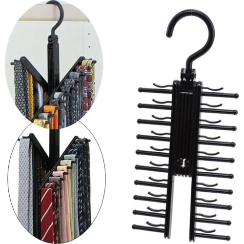 High Quality 360 Degree Non-slip Holder Hanger Rotating 20 Tie Rack Closet Organizer Neck Ties Necktie Belt Scarves Hot Sale