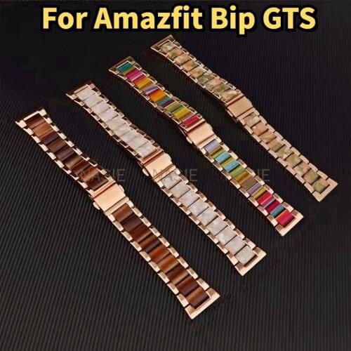 Resin Stainless Steel Strap 20MM Bracelet For Huami Amazfit Bip Lite S U GTS 2 Strap Band Bip GTS U pro Band Accessories