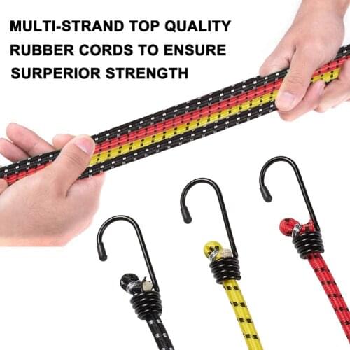 Car Bike Baggage Bungee Cords Motorcycle Bungie Straps Latex Tensioning Belts Strong Elastic Tie Down with Metal Two Hooks