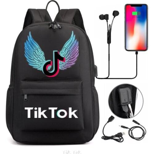 TIK TOK Backpack Kids Boys Girls Schoolbag Students Bookbag Children Knapsack Women Men Usb Charging Travel Rucksack Gift
