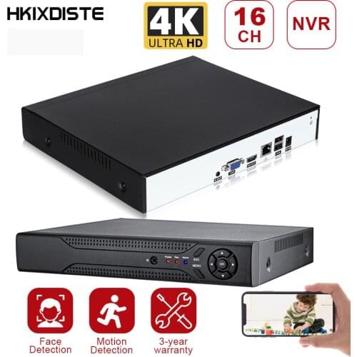 HKIXDISTE H265/H264 16CH*4K NVR Network Digital Video Recorder 1 SATA Cable Motion Face Detection P2P CMS XMEYE Security Onvif