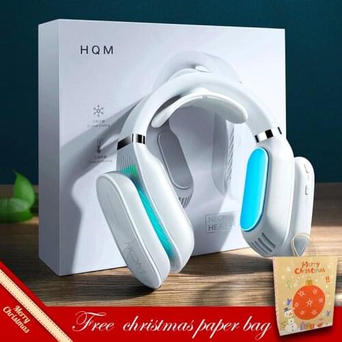 Neck fan mobile air conditioner leafless portable heating and cooling instrument USB charging LED digital light