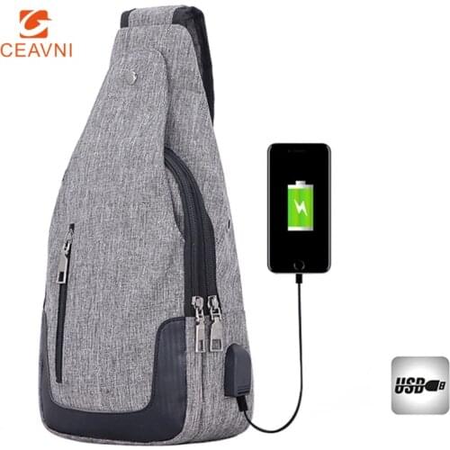 Men Shoulder Bags USB Charging Chest Bag Oxford Casual Anti Theft School Summer Short Trip Messengers Bag Male Crossbody Bags