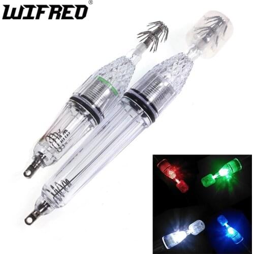 Wifreo 1PC/35g Red Green LED Night Fishing Fish Light Squid Lure Lamp Deep Drop Underwater Flashing Fish Gathering Light Sticks