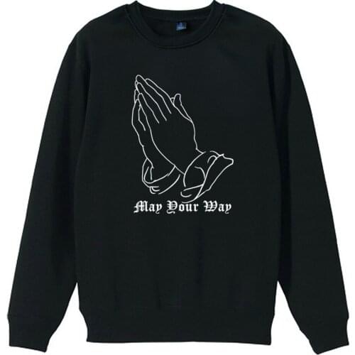 Gothic May Your Way Praying Hands boy man Men Crew Neck Sweatshirt couple clothes Teenager Pullover Fleece ZIIART