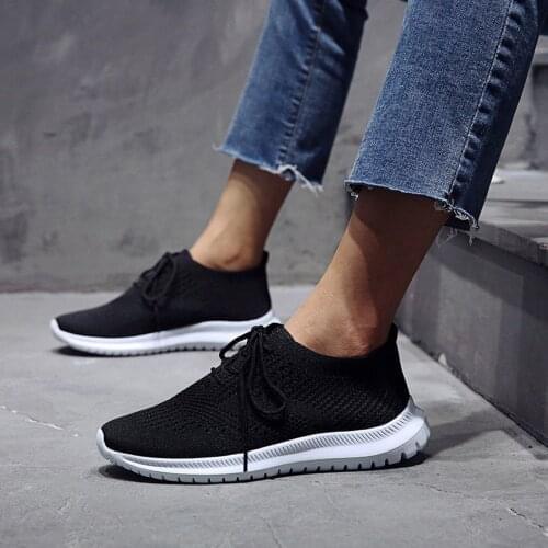 TELOTUNY Tennis female Womens 2021 Casual Knitted Breathable Lace-Up Sneakers Solid Light Weight Platform Running Sports Shoes