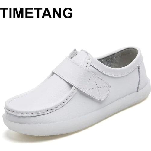 TIMETANG Winter Women Shoes Warm Plush Cowhide Flats Snow Boots White Sneakers Non-slip Nurse Shoes Autumn Comfortable Lady Foot