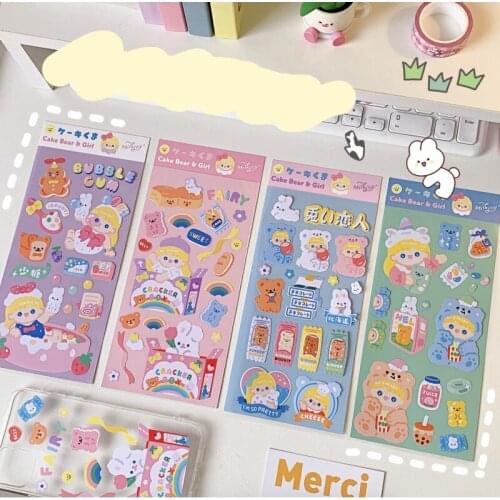 1page/Pack Sticker Cartoon Kid Student Journaling Decor Sticker Sheets Natural Scenery&Art Paintings Stationery Stickers Boo