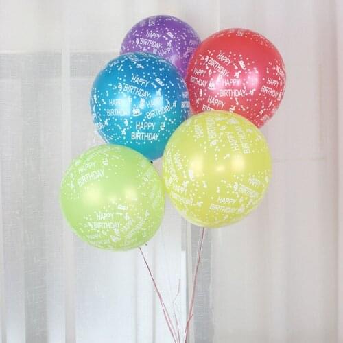10pcs 12 Inch 3.2g Happy Birthday Letter Printed Round Latex Balloon Celebration Party Accessory Birthday Decor Color Random