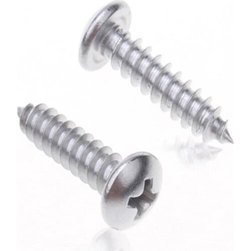 10pcs M6 16mm/20mm/25mm/35mm/40mm GB845 304 Stainless Steel Cross Recessed Pan Head Screws Phillips Self-tapping Wood