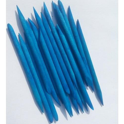100pcsX75mm Blue color Nail Art Design Orange Wood Stick Cuticle Pusher Remover Manicure Care + Free Shipping