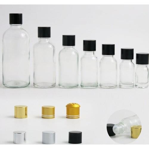 10 x 5ml 10ml 15ml 20ml 30ml 50ml 100ml 1oz Empty Refillable Transparent Glass Skin Care Bottle For Essential Oil Using