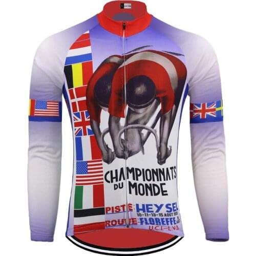 1935 Retro Long Sleeve Winter Fleece Or Thin Cycling Jersey Bicycle Jacket Maillot Ciclismo Manga Larga Bike Clothing MTB