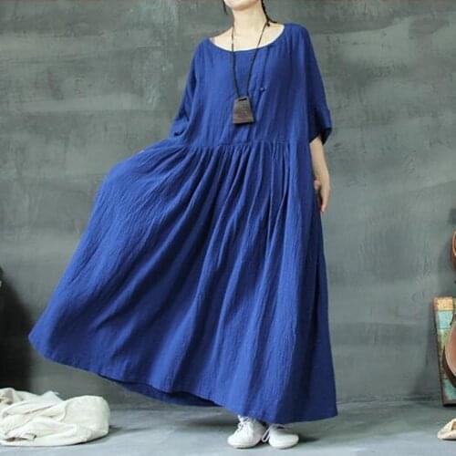 2020 Spring Women loose casual Autumn cotton linen dress,plus size M-5XL Elegant dress,Comfortable cotton dress tops vestidos