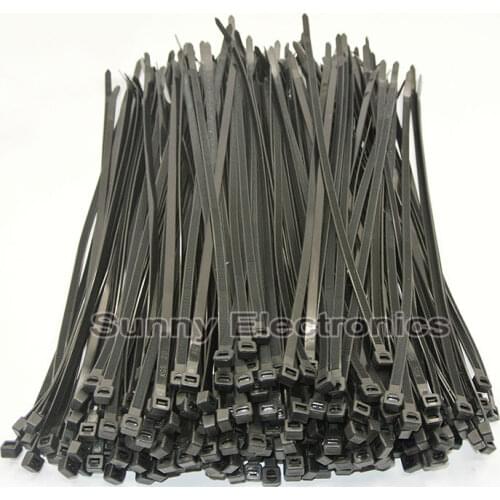 250 PCS 4x250mm 10" inch Black Network Cable Cord Wire Tie Strap 40 Lbs Zip Nylon