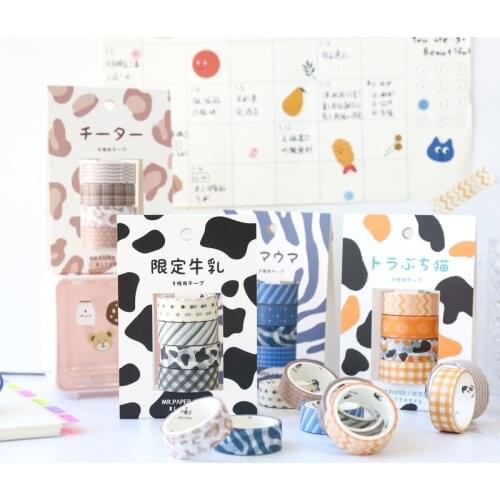 4 Rolls /Pack Cute Milk Cow Zebra Paper Washi Masking Tape DIY Decorative Tape