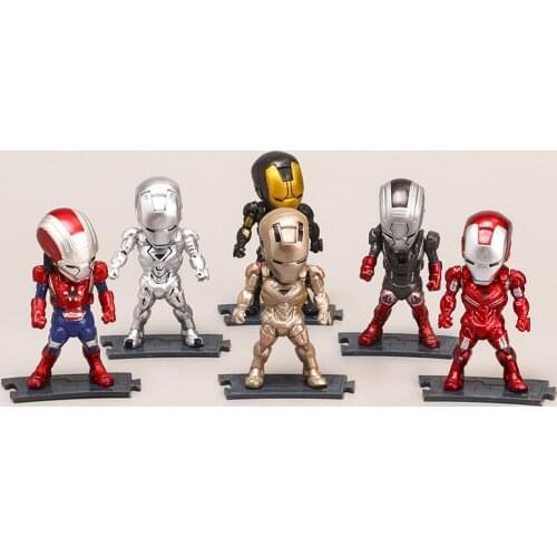 6pcs/set Anime Marvel Avengers Ironman PVC Action Figure Collectible Model Toy 10cm