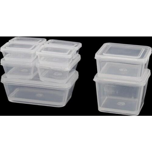 9 Pcs 1:12 Dollhouse Accessories Mini Plastic Fresh-keeping Box with Lid Miniature Food Storage Container Case Doll Scene Decor