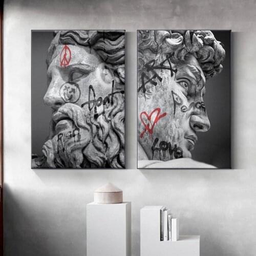 Abstract Greek Statue Plaster Sculpture Canvas Painting Artwork David Art Posters and Prints Wall Pictures for living room Decor