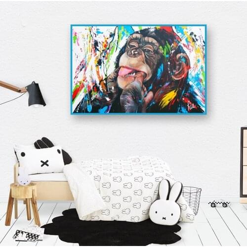 Abstract Canvas Painting Funny Lovely Animal orangutan Face HD Print Picture Wall Art Poster Childrens room Bedroom Home Decor