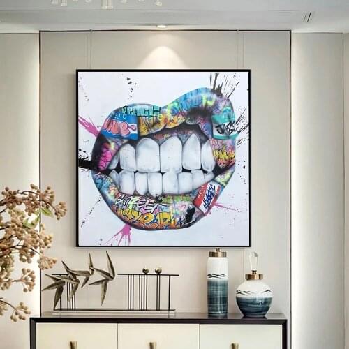 Abstract Graffiti Art Carton Middle Finger Street Art Elephant Lion Art Animal Wall Decoration Living Room Decor Posters Canvas